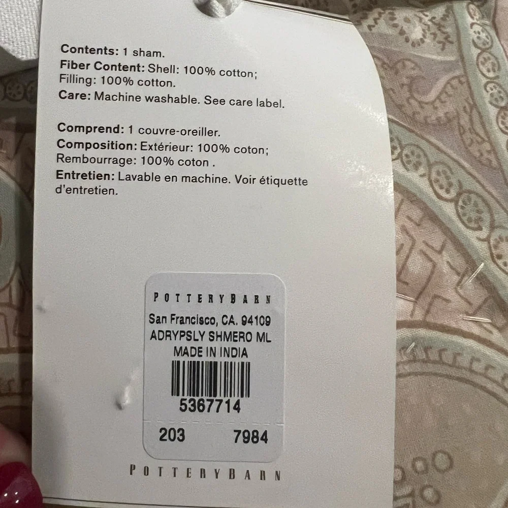 New Pottery Barn Audrey Paisley Bed Quilted Pillow Euro Sham
